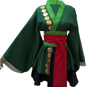 One piece Zoro Roronoa pirate kimono style top and skirt cosplay costume